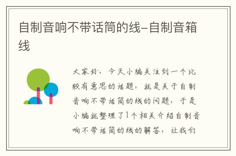 自制音响不带话筒的线-自制音箱线