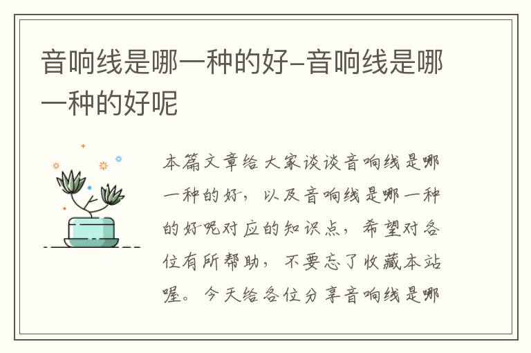 音响线是哪一种的好-音响线是哪一种的好呢