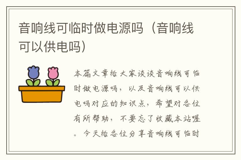 音响线可临时做电源吗(音响线可以供电吗)