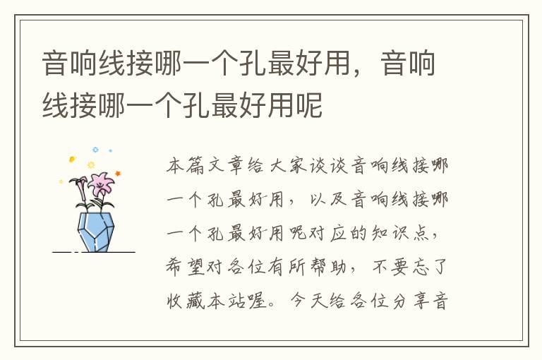 音响线接哪一个孔最好用,音响线接哪一个孔最好用呢