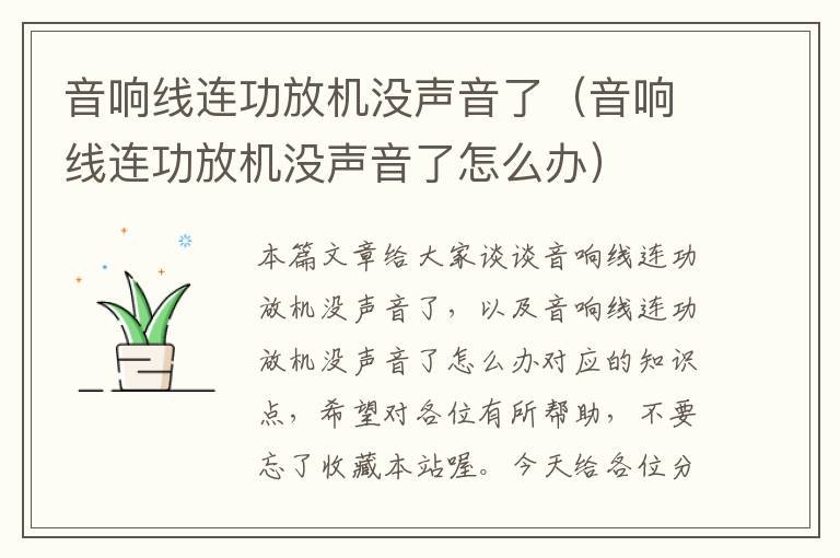 音响线连功放机没声音了(音响线连功放机没声音了怎么办)