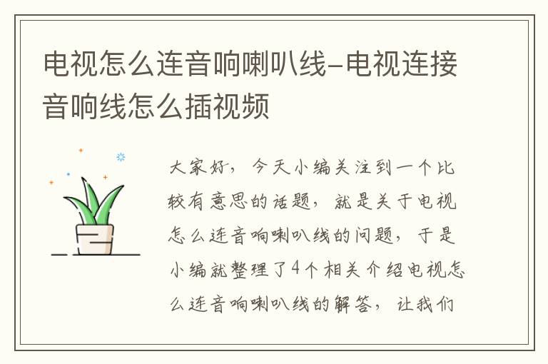 电视怎么连音响喇叭线-电视连接音响线怎么插视频