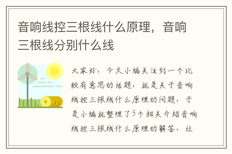 音响线控三根线什么原理,音响三根线分别什么线