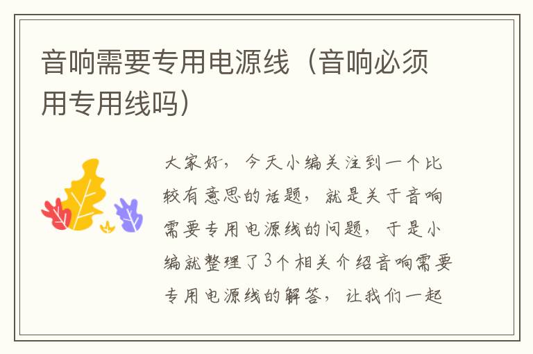 音响需要专用电源线(音响必须用专用线吗)