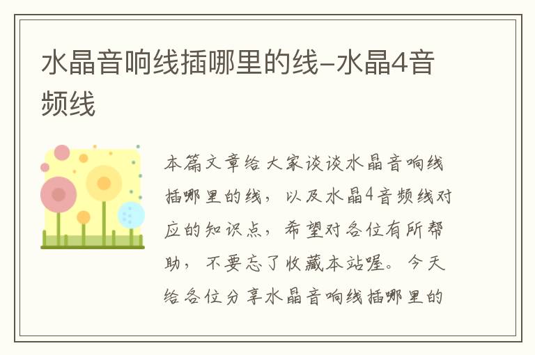 水晶音响线插哪里的线-水晶4音频线
