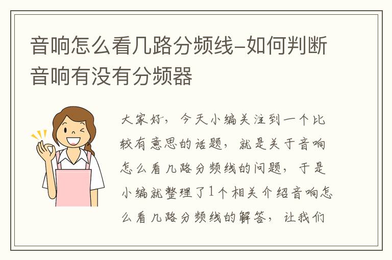 音响怎么看几路分频线-如何判断音响有没有分频器