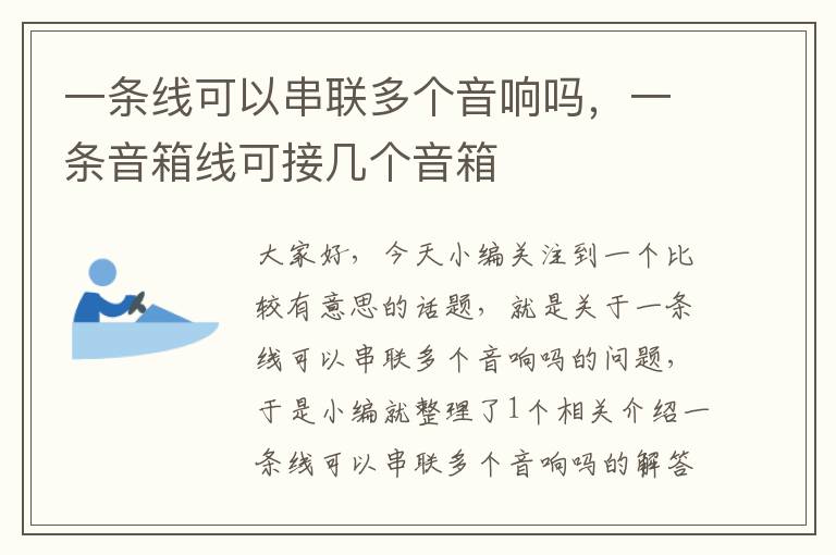 一条线可以串联多个音响吗,一条音箱线可接几个音箱