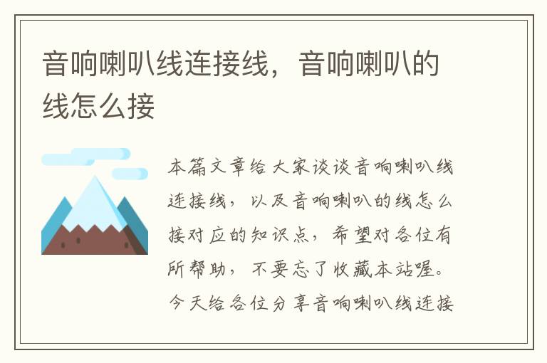 音响喇叭线连接线,音响喇叭的线怎么接
