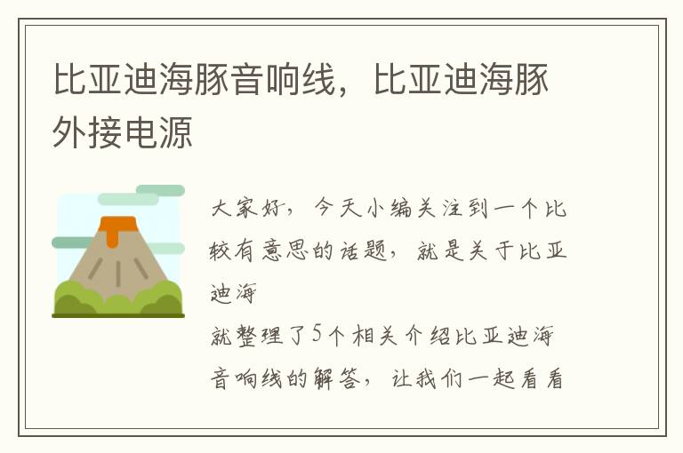 比亚迪海豚音响线,比亚迪海豚外接电源