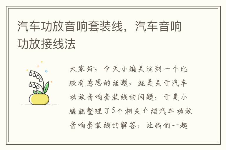 汽车功放音响套装线,汽车音响功放接线法