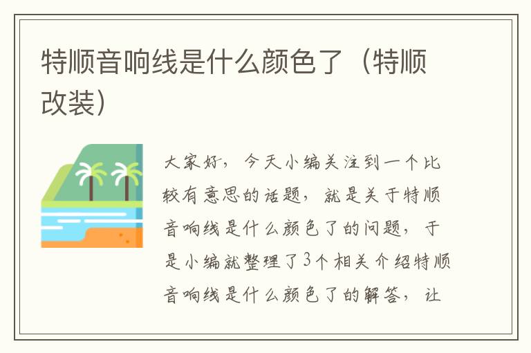 特顺音响线是什么颜色了(特顺改装)