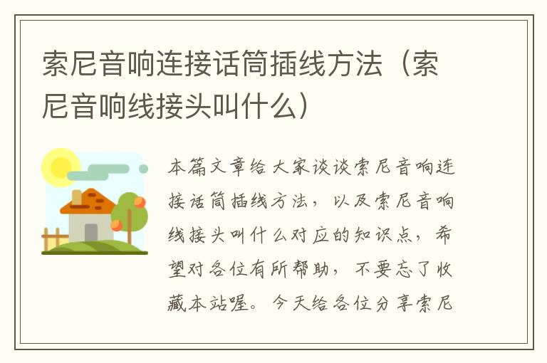 索尼音响连接话筒插线方法(索尼音响线接头叫什么)