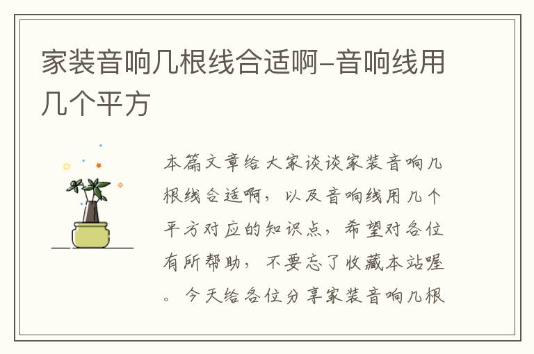 家装音响几根线合适啊-音响线用几个平方