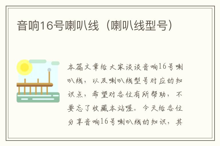 音响16号喇叭线(喇叭线型号)