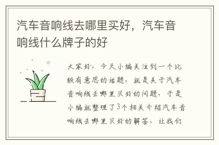 汽车音响线去哪里买好,汽车音响线什么牌子的好