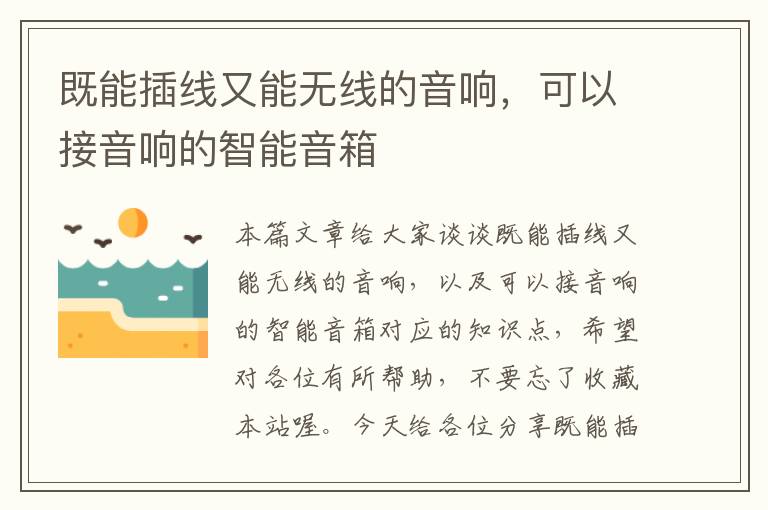 既能插线又能无线的音响,可以接音响的智能音箱