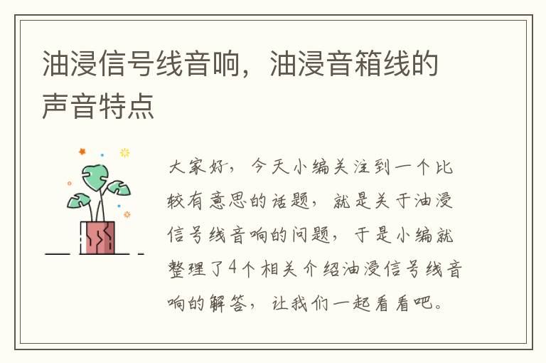 油浸信号线音响,油浸音箱线的声音特点