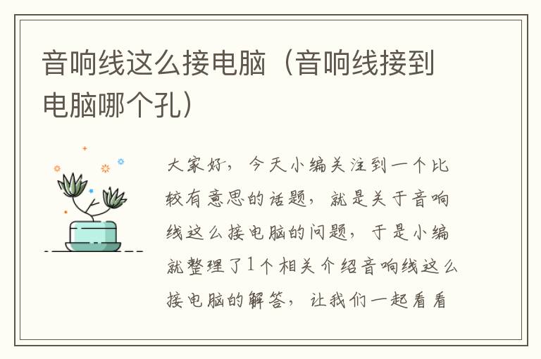 音响线这么接电脑(音响线接到电脑哪个孔)