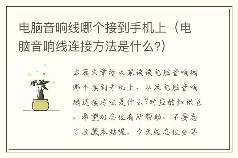 电脑音响线哪个接到手机上(电脑音响线连接方法是什么?)