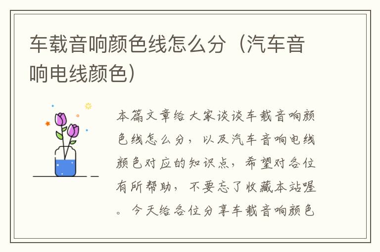 车载音响颜色线怎么分(汽车音响电线颜色)