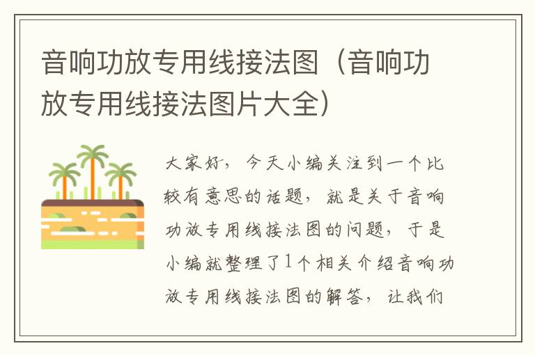 音响功放专用线接法图(音响功放专用线接法图片大全)