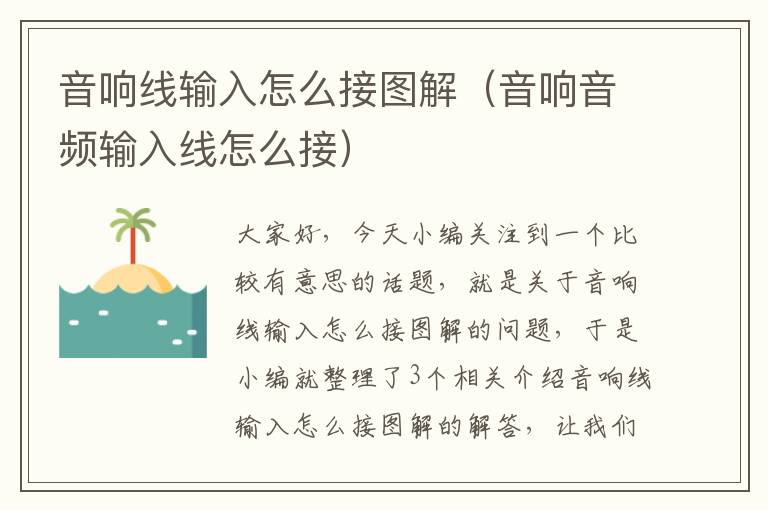 音响线输入怎么接图解(音响音频输入线怎么接)