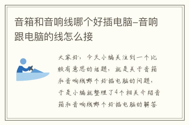 音箱和音响线哪个好插电脑-音响跟电脑的线怎么接