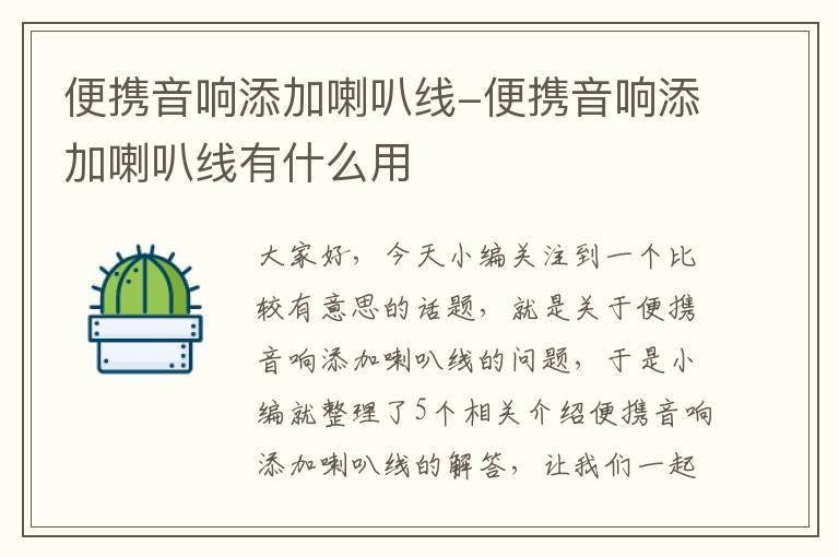 便携音响添加喇叭线-便携音响添加喇叭线有什么用