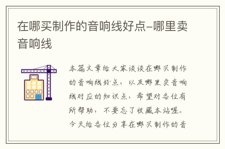 在哪买制作的音响线好点-哪里卖音响线