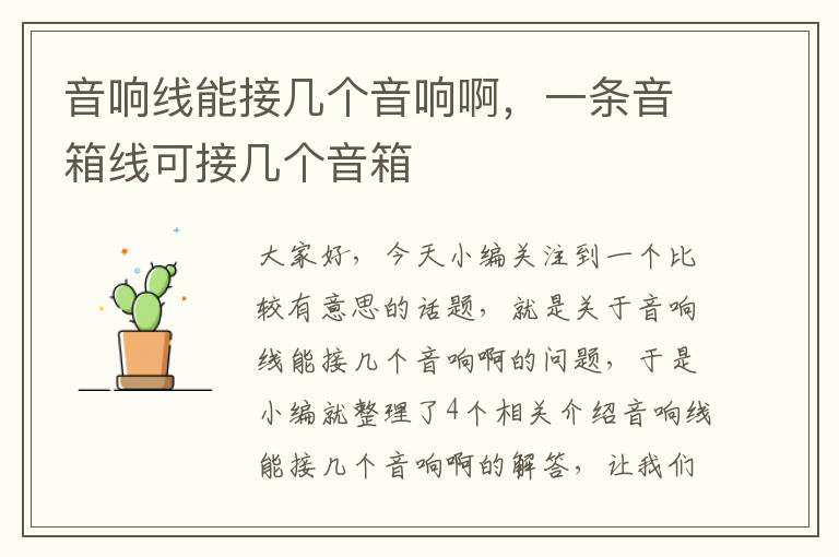 音响线能接几个音响啊,一条音箱线可接几个音箱