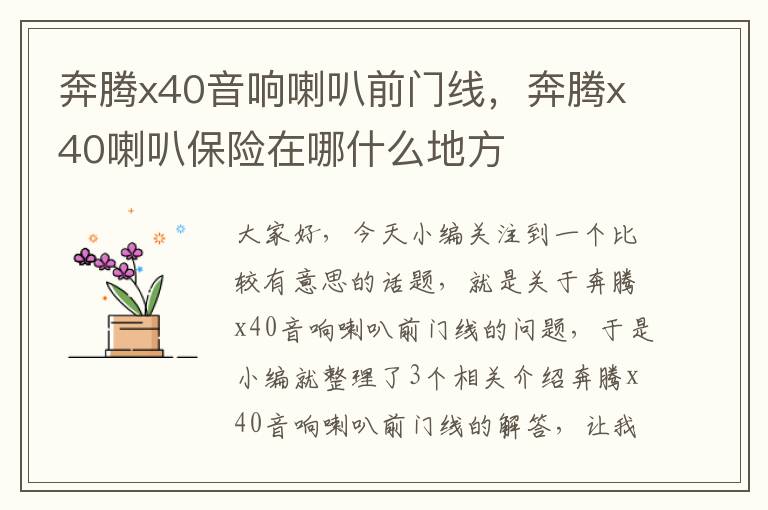 奔腾x40音响喇叭前门线,奔腾x40喇叭保险在哪什么地方