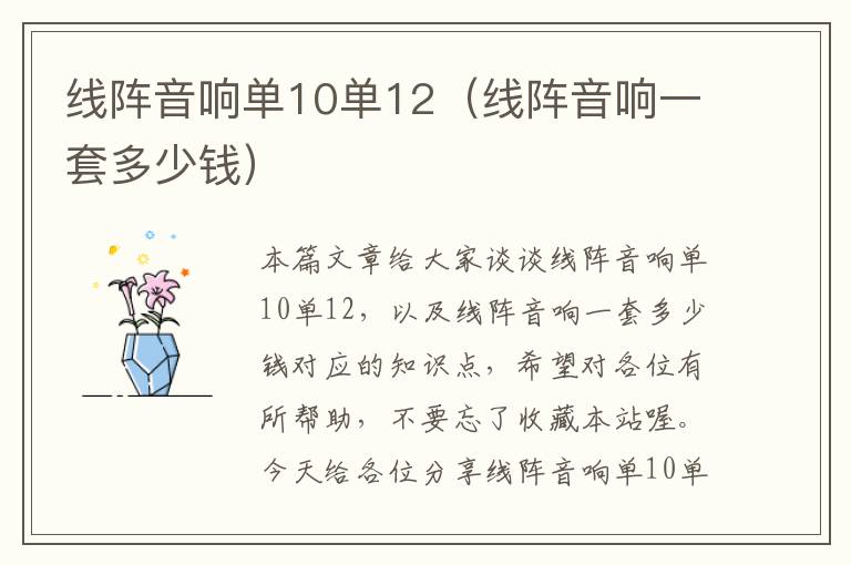 线阵音响单10单12(线阵音响一套多少钱)