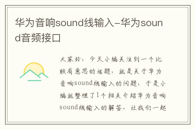 华为音响sound线输入-华为sound音频接口