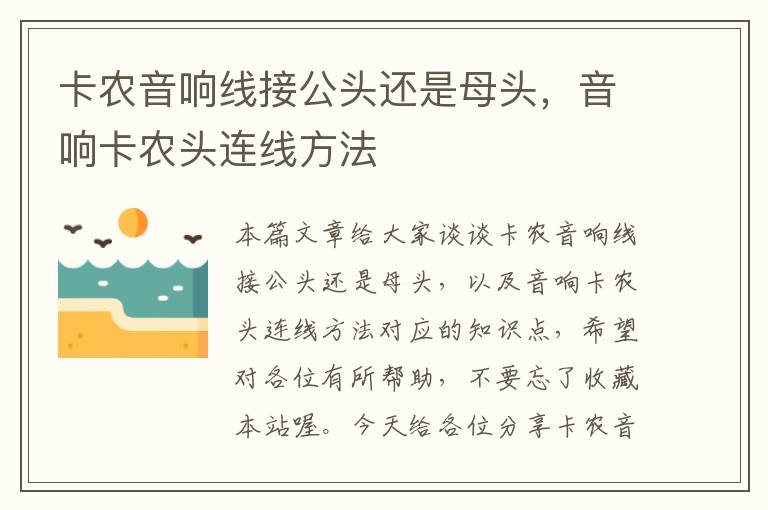 卡农音响线接公头还是母头,音响卡农头连线方法