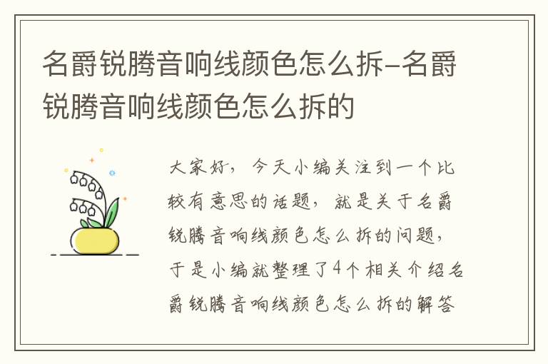名爵锐腾音响线颜色怎么拆-名爵锐腾音响线颜色怎么拆的