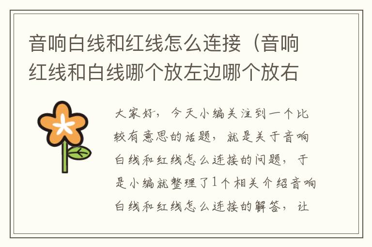 音响白线和红线怎么连接(音响红线和白线哪个放左边哪个放右)