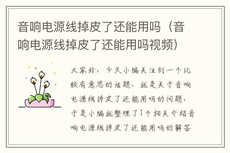 音响电源线掉皮了还能用吗(音响电源线掉皮了还能用吗视频)