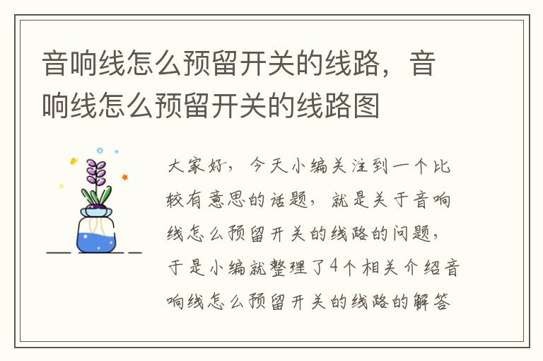 音响线怎么预留开关的线路,音响线怎么预留开关的线路图