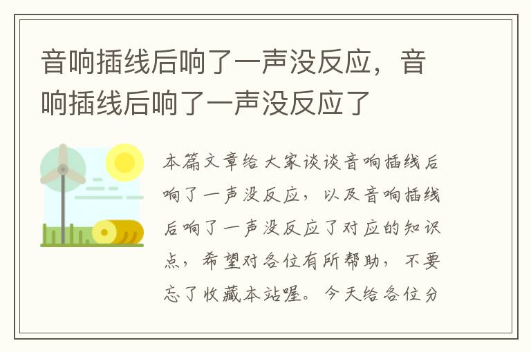 音响插线后响了一声没反应,音响插线后响了一声没反应了