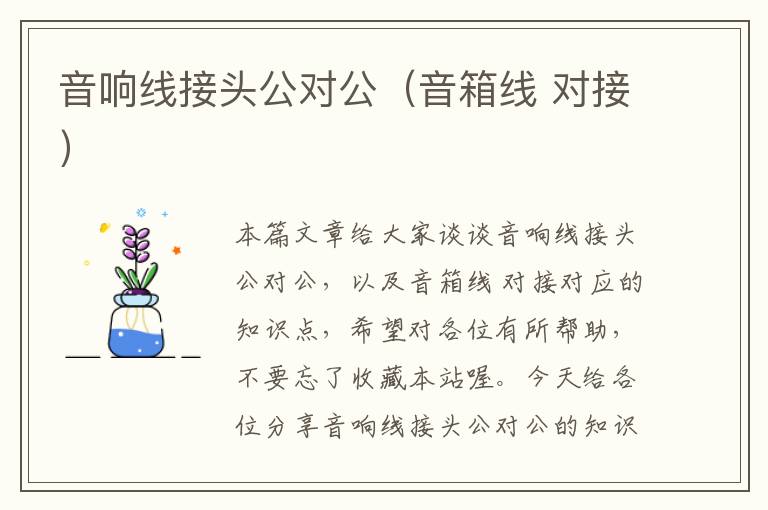 音响线接头公对公(音箱线 对接)