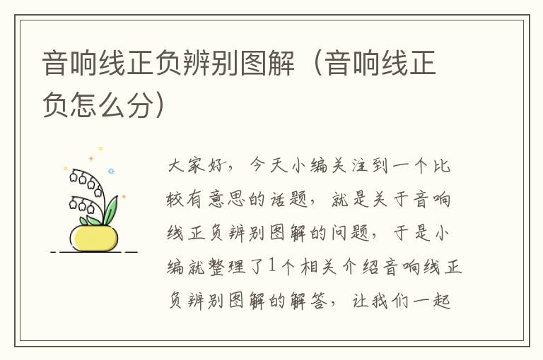 音响线正负辨别图解(音响线正负怎么分)