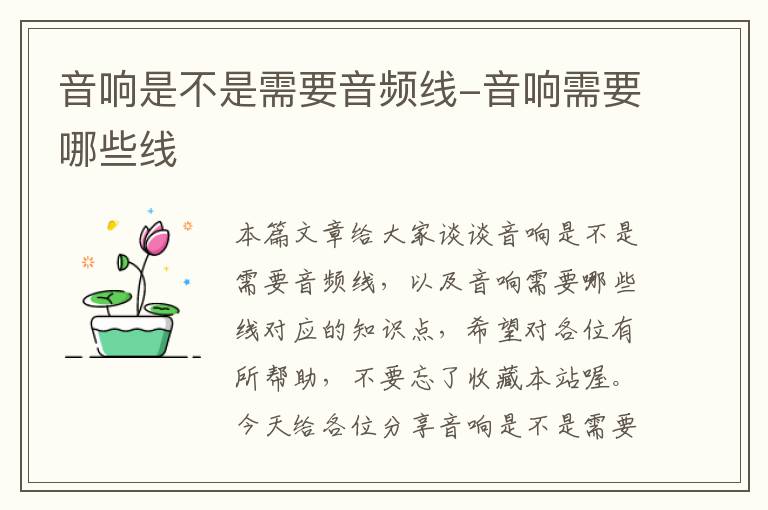音响是不是需要音频线-音响需要哪些线