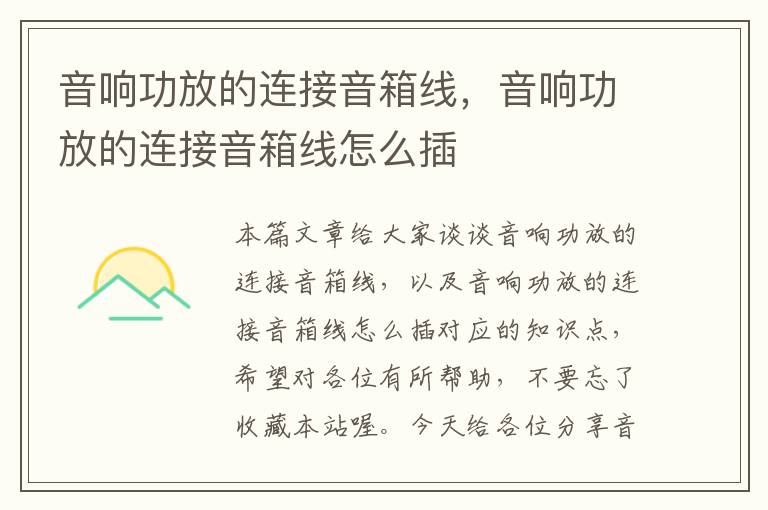 音响功放的连接音箱线,音响功放的连接音箱线怎么插