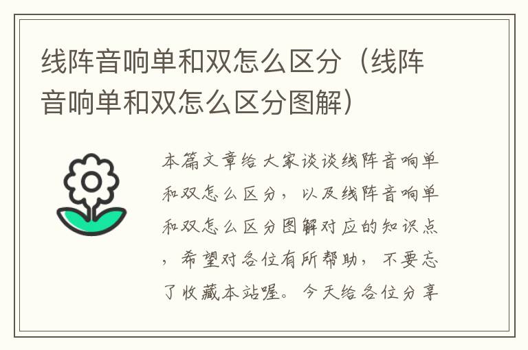 线阵音响单和双怎么区分(线阵音响单和双怎么区分图解)