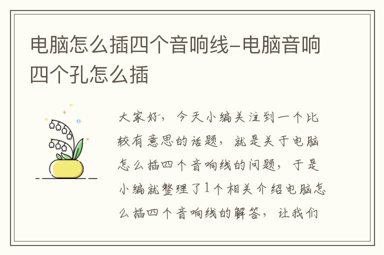 电脑怎么插四个音响线-电脑音响四个孔怎么插