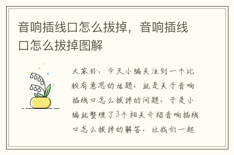 音响插线口怎么拔掉,音响插线口怎么拔掉图解