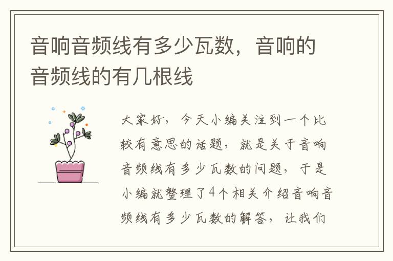 音响音频线有多少瓦数,音响的音频线的有几根线
