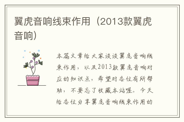 翼虎音响线束作用(2013款翼虎音响)