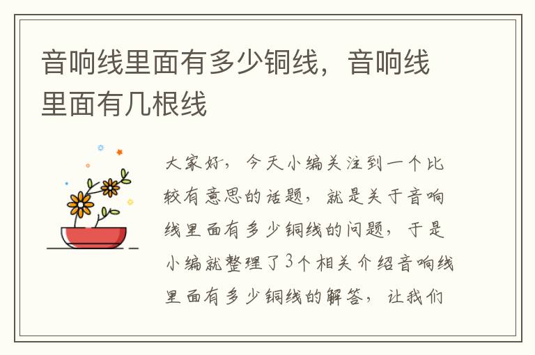 音响线里面有多少铜线,音响线里面有几根线