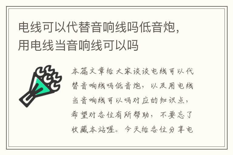 电线可以代替音响线吗低音炮,用电线当音响线可以吗